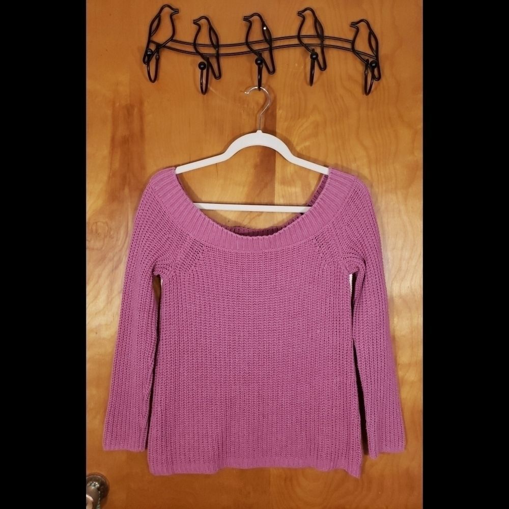 Pink Republic Mauve Knit Off Shoulder Sweater